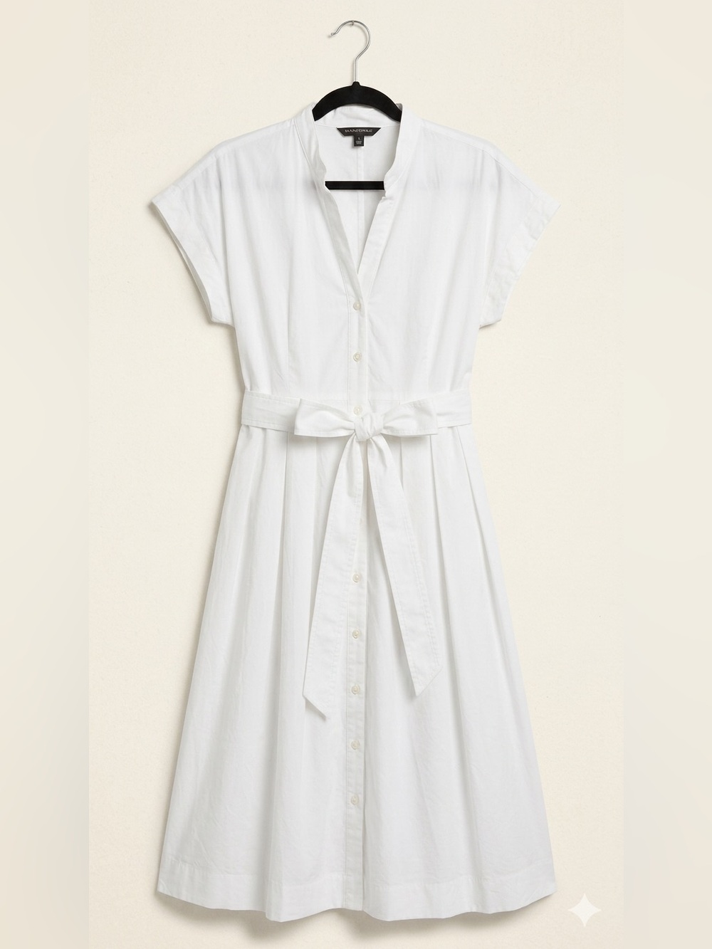 Banana Republic White Button-Front Tie-Waist Shirt Dress